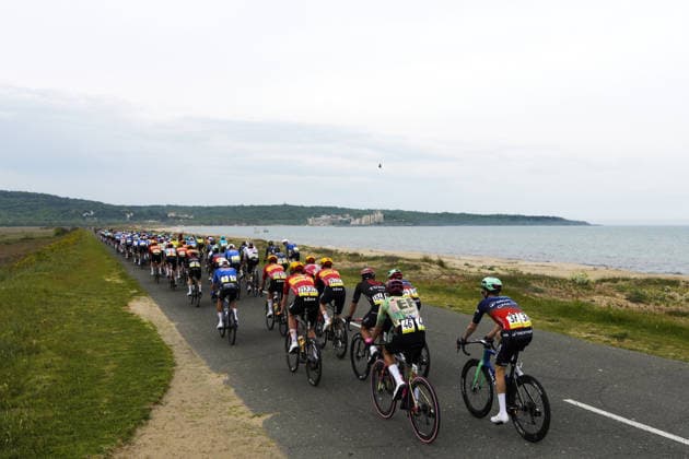 The pack rides cycles during Stage 1 of the Giro d™Italia, from Nessebar to Burgas, Bulgaria, Friday, May 8, 2026.  Copyright: xFabioxFerrari LaPressex