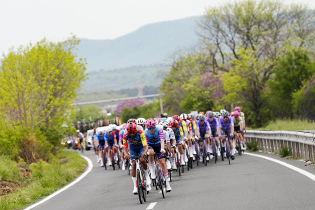 The pack rides cycles during Stage 1 of the Giro d™Italia, from Nessebar to Burgas, Bulgaria, Friday, May 8, 2026.  Copyright: xFabioxFerrari LaPressex