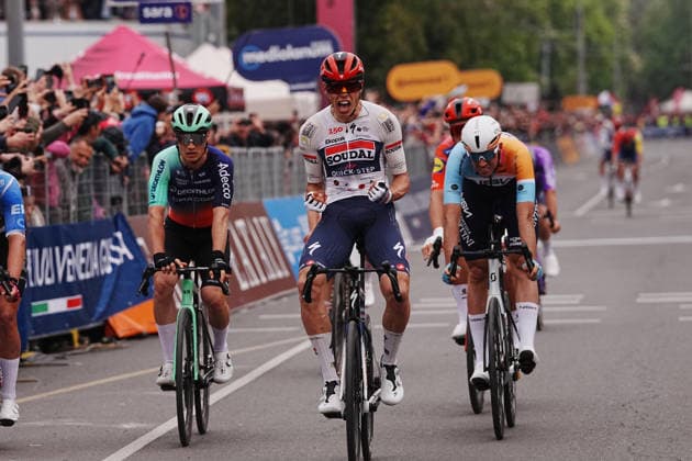 France™s Paul Magnier of Soudal Quick-Step during Stage 1 of the Giro d™Italia, from Nessebar to Burgas, Bulgaria, Friday, May 8, 2026.  Copyright: xGianxMattiaxD Alberto LaPressex