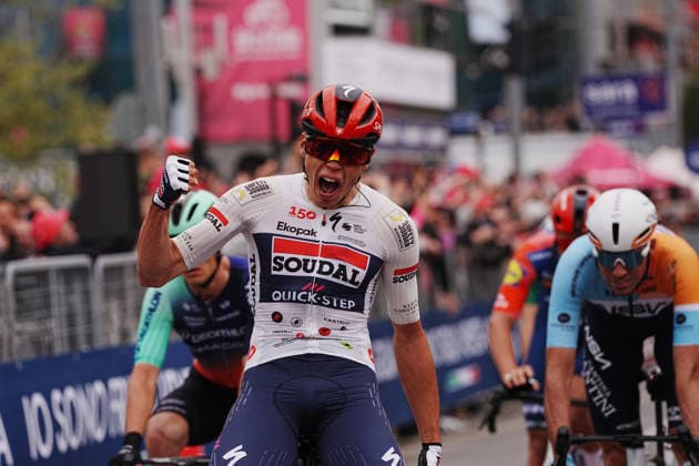 Sport Bilder des Tages France™s Paul Magnier of Soudal Quick-Step during Stage 1 of the Giro d™Italia, from Nessebar to Burgas, Bulgaria, Friday, May 8, 2026.  Copyright: xGianxMattiaxD Alberto LaPressex