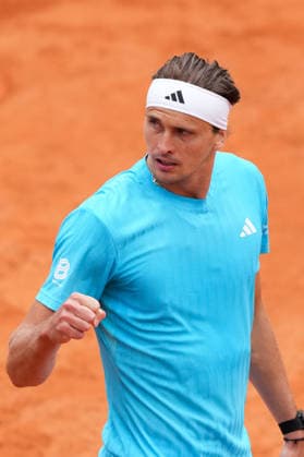 Alexander Zverev of Germany celebrates during the match against Daniel Altmaier of Germany at the Internazionali BNL d Italia 2026 tennis tournament at Foro Italico in Rome (Italy) on May, 8, 2026. AntoniettaxBaldassarre