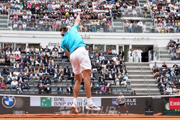 Alexander Zverev of Germany serves during the match against Daniel Altmaier of Germany at the Internazionali BNL d Italia 2026 tennis tournament at Foro Italico in Rome (Italy) on May, 8, 2026. AntoniettaxBaldassarre