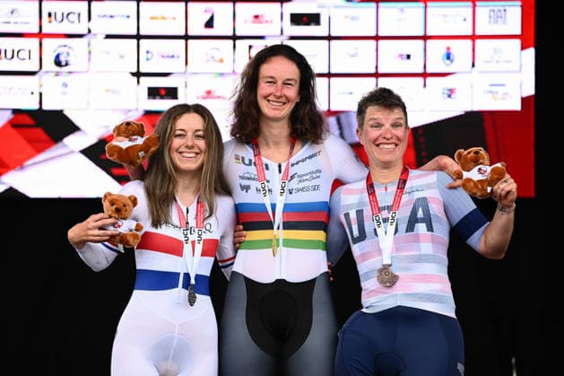 UCI Para Cycling Road World Cup: Round 3 Picture by Olly Hassell SWpix.com - 08 05 2026 - Cycling - UCI Para Cycling Road World Cup: Round 3 - Pescara, Abruzzo, Italy - Women C2 Individual Time Trial (ITT) Podium - Flurina Rigling (Switzerland) receives the Gold Medal, Amelia Cass (Great Britain) receives the Silver Medal and Allison Jones (United States) receives the Bronze Medal Copyright: x xSWpix.comx(t axPhotographyxHubxLtd)xOllyxHassell SWpix.comx SWP-3030-14001
