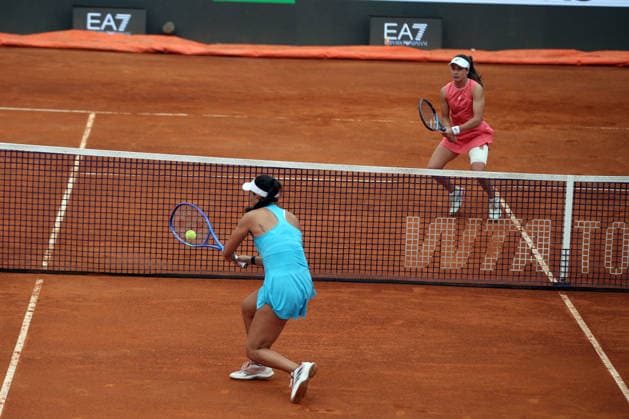 Italian Open 2026 tennis tournament ROME, ITALY - MAY 08: Turkish national tennis player Zeynep Sonmez (not seen) and 5th seed Jessica Pegula of the United States compete during their second-round match at the WTA, Tennis Damen Rome Open at the Foro Italico in Rome, Italy, on May 08, 2026. Baris Seckin Anadolu Rome Italy. Editorial use only. Please get in touch for any other usage.  Copyright: x2026xAnadoluxBarisxSeckinx