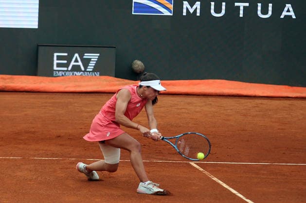Italian Open 2026 tennis tournament ROME, ITALY - MAY 08: Turkish national tennis player Zeynep Sonmez competes against 5th seed Jessica Pegula (not seen) of the United States during their second-round match at the WTA, Tennis Damen Rome Open at the Foro Italico in Rome, Italy, on May 08, 2026. Baris Seckin Anadolu Rome Italy. Editorial use only. Please get in touch for any other usage.  Copyright: x2026xAnadoluxBarisxSeckinx