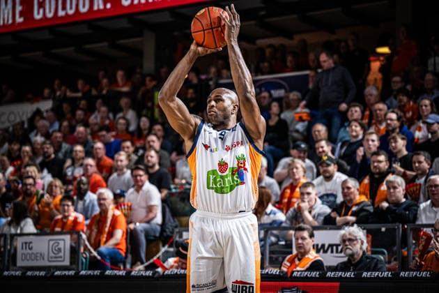 1 Basketball Bundesliga, easyCredit BBL, Season 2025 2026, Men, Main Round, 33 Matchday, 08 05 2026, RASTA Vechta Rostock Seawolves DeAndre Lansdowne 9 Rostock Seawolves at Jumpshot Vechta RASTA Dome Lower Saxony Germany