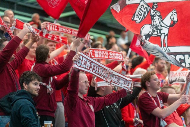 Gaestefans der Bamberg Baskets Syntainics MBC vs Bamberg Baskets, Basketball, Basketball Bundesliga, 33 Spieltag, Saison 2025 2026, 08 05 2026 Syntainics MBC vs Bamberg Baskets, Basketball, Basketball Bundesliga, 33 Spieltag, Saison 2025 2026, 08 05 2026 Weißenfels Copyright: xEibner-Pressefoto PiaxSchindlerx EP_PSR