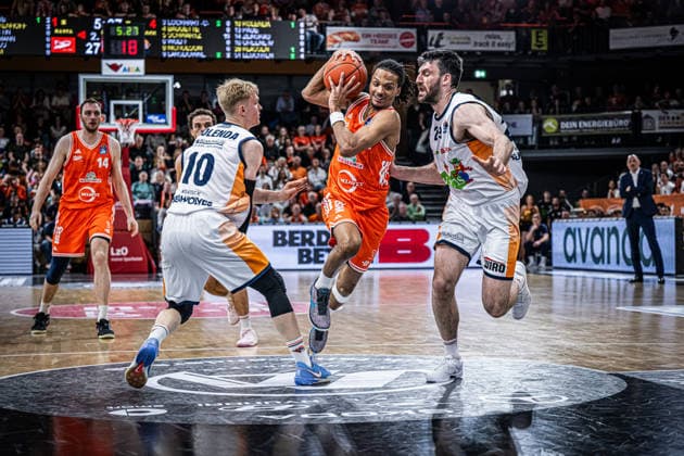 1 Basketball Bundesliga, easyCredit BBL, Season 2025 2026, Men, Main Round, 33 Matchday, 08 05 2026, RASTA Vechta Rostock Seawolves Alonzo Verge 11 RASTA Vechta in action Vechta RASTA Dome Lower Saxony Germany