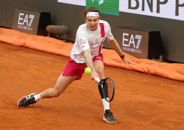 May 8, 2026, Rome, Lazio, Italy: ALEXANDER BUBLIK of Kazakhstan during the match against S. Baez of Argentina in the second round of tennis tournament ATP, Tennis Herren 1000 Internazionali BNL DÃ¢â‚¬â ¢Italia, Rome, Italy. Bublik won 6:1, 6:2 Tennis, Internazionali BNL DÃ¢â‚¬â ¢Italia 2026 - Alexander Bublik 6:1, 6:2  - ZUMAc278 20260508_zsp_c278_041 Copyright: xMarcinxCholewinskix