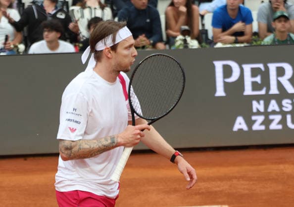 May 8, 2026, Rome, Lazio, Italy: ALEXANDER BUBLIK of Kazakhstan during the match against S. Baez of Argentina in the second round of tennis tournament ATP, Tennis Herren 1000 Internazionali BNL DÃ¢â‚¬â ¢Italia, Rome, Italy. Bublik won 6:1, 6:2 Tennis, Internazionali BNL DÃ¢â‚¬â ¢Italia 2026 - Alexander Bublik 6:1, 6:2  - ZUMAc278 20260508_zsp_c278_042 Copyright: xMarcinxCholewinskix