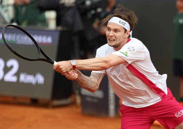 May 8, 2026, Rome, Lazio, Italy: ALEXANDER BUBLIK of Kazakhstan during the match against S. Baez of Argentina in the second round of tennis tournament ATP, Tennis Herren 1000 Internazionali BNL DÃ¢â‚¬â ¢Italia, Rome, Italy. Bublik won 6:1, 6:2 Tennis, Internazionali BNL DÃ¢â‚¬â ¢Italia 2026 - Alexander Bublik 6:1, 6:2  - ZUMAc278 20260508_zsp_c278_051 Copyright: xMarcinxCholewinskix