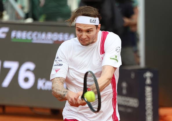 May 8, 2026, Rome, Lazio, Italy: ALEXANDER BUBLIK of Kazakhstan during the match against S. Baez of Argentina in the second round of tennis tournament ATP, Tennis Herren 1000 Internazionali BNL DÃ¢â‚¬â ¢Italia, Rome, Italy. Bublik won 6:1, 6:2 Tennis, Internazionali BNL DÃ¢â‚¬â ¢Italia 2026 - Alexander Bublik 6:1, 6:2  - ZUMAc278 20260508_zsp_c278_052 Copyright: xMarcinxCholewinskix