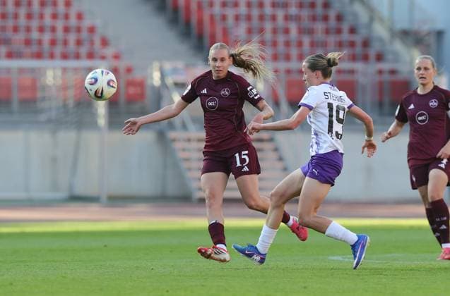 08 05 2026 Soccer Season 2025 2026 1 Womens Soccer Bundesliga 25 Matchday 1 FC Nürnberg FCN Club SGS Essen Sportfoto Zink DaMa xdaxmax Emöke Emoeke Papai 15, 1 FC Nürnberg FCN Beke Sterner 19, SGS Essen
