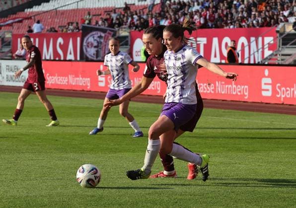 08 05 2026 Soccer Season 2025 2026 1 Womens Soccer Bundesliga 25 Matchday 1 FC Nürnberg FCN Club SGS Essen Sportfoto Zink DaMa xdaxmax Leia Varley 7, 1 FC Nürnberg FCN Lena Ostermeier 18, SGS Essen