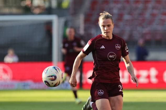 08 05 2026 Soccer Season 2025 2026 1 Womens Soccer Bundesliga 25 Matchday 1 FC Nuremberg FCN Club SGS Essen Sportfoto Zink DaMa xdaxmax Nastassja Lein 24, 1 FC Nuremberg FCN looks to Ball
