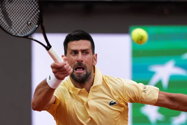 Novak Djokovic of Serbia during the match against Dino Prizmic of Croatia at the Internazionali BNL d Italia 2026 tennis tournament at Foro Italico in Rome (Italy) on May, 8, 2026. AntoniettaxBaldassarre