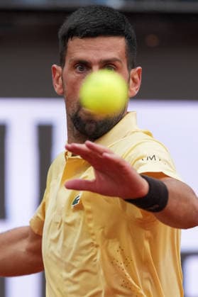 Novak Djokovic of Serbia during the match against Dino Prizmic of Croatia at the Internazionali BNL d Italia 2026 tennis tournament at Foro Italico in Rome (Italy) on May, 8, 2026. AntoniettaxBaldassarre