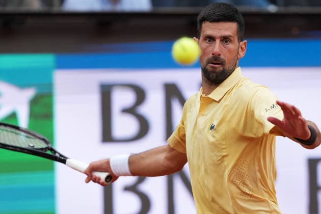 Novak Djokovic of Serbia during the match against Dino Prizmic of Croatia at the Internazionali BNL d Italia 2026 tennis tournament at Foro Italico in Rome (Italy) on May, 8, 2026. AntoniettaxBaldassarre