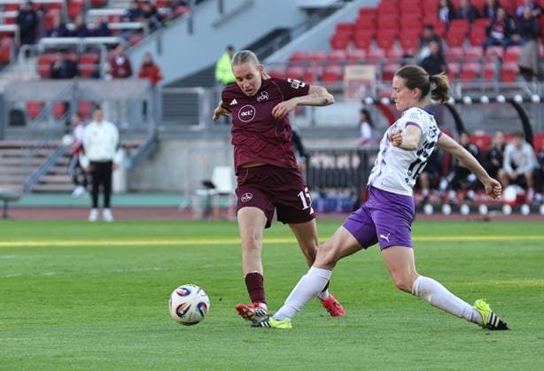 08 05 2026 Soccer Season 2025 2026 1 Womens Soccer Bundesliga 25 Matchday 1 FC Nürnberg FCN Club SGS Essen Sportfoto Zink DaMa xdaxmax Emöke Emoeke Papai 15, 1 FC Nürnberg FCN Lena Ostermeier 18, SGS Essen