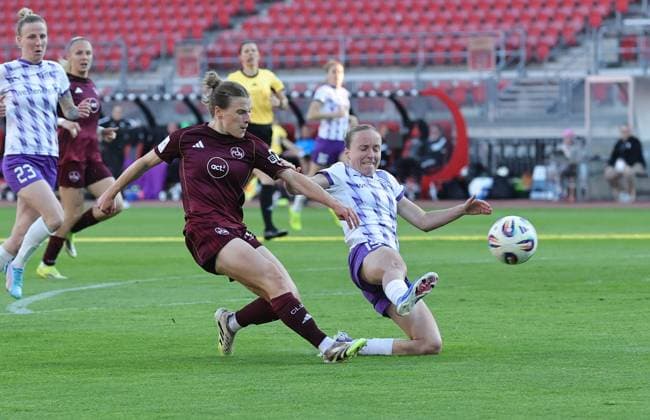 08 05 2026 Soccer Season 2025 2026 1 Women Soccer Bundesliga 25 Matchday 1 FC Nürnberg FCN Club SGS Essen Sportfoto Zink DaMa xdaxmax Nastassja Lein 24, 1 FC Nürnberg FCN with shot on goal