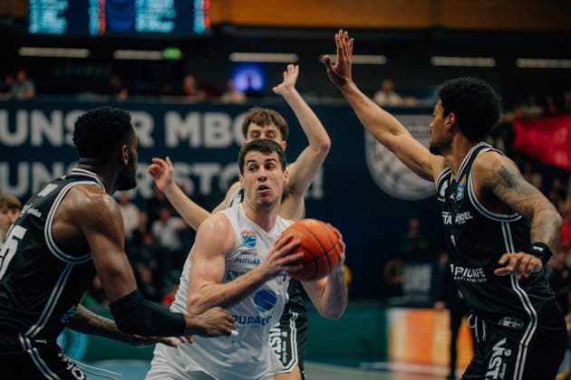 BB TS Men Syntainics MBC BMA365 Bamberg Baskets Kresimir Nikic Syntainics MBC during the 2025 2026 season in the EasyCredit Bundesliga between Syntainics MBC and BMA365 Bamberg Baskets at Stadthalle Weissenfels on May 8, 2026 in Weissenfels, Sachsen Anhalt, Germany
