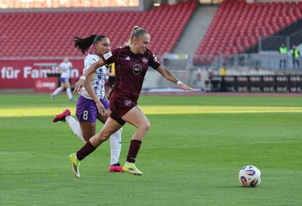 08 05 2026 Soccer Season 2025 2026 1 Womens Soccer Bundesliga 25 Matchday 1 FC Nuremberg FCN Club SGS Essen Sportfoto Zink DaMa xdaxmax Vanessa Fürst Fuerst 8, SGS Essen Fany Proniez 3, 1 FC Nuremberg FCN