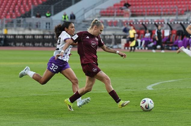 08 05 2026 Soccer Season 2025 2026 1 Women Soccer Bundesliga 25 Matchday 1 FC Nuremberg FCN Club SGS Essen Sportfoto Zink DaMa xdaxmax Ella Touon 32, SGS Essen Fany Proniez 3, 1 FC Nuremberg FCN