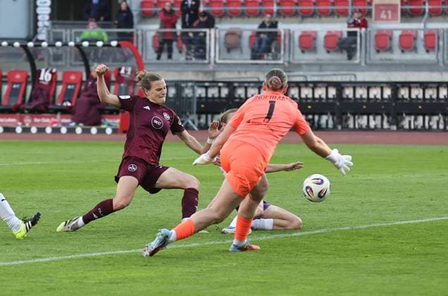 08 05 2026 Soccer Season 2025 2026 1 Women Soccer Bundesliga 25 Matchday 1 FC Nürnberg FCN Club SGS Essen Sportfoto Zink DaMa xdaxmax Goal Goal Shot to 2 0 Goalscorer Nastassja Lein 24, 1 FC Nürnberg FCN gg Kim Sindermann 1, SGS Essen
