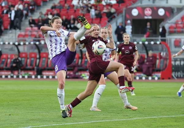 08 05 2026 Soccer Season 2025 2026 1 Women Soccer Bundesliga 25 Matchday 1 FC Nürnberg FCN Club SGS Essen Sportfoto Zink DaMa xdaxmax Lena Ostermeier 18, SGS Essen Emöke Emoeke Papai 15, 1 FC Nürnberg FCN