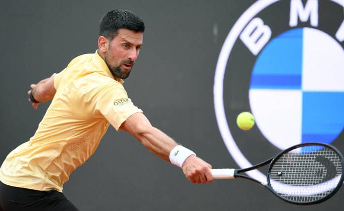 May 8, 2026, Rome: Novak Djokovic of Serbia in action during his men s singles second round match against Dino Prizmic of Croatia (not pictured) at the Italian Open tennis tournament in Rome, Italy, 08 May 2026. ANSA ETTORE FERRARI Italian Open Tennis Tournament  - ZUMAa110 20260508_zaf_a110_125 Copyright: xEttorexFerrarix