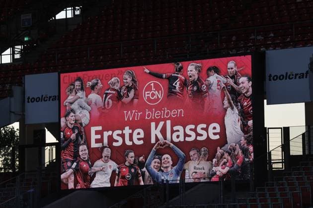08 05 2026 Football Season 2025 2026 1 Womens Football Bundesliga 25 Matchday 1 FC Nürnberg FCN Club SGS Essen Sportfoto Zink DaMa xdaxmax Symbolbild Symbol Photo Feature Impression Anzeigen wir bleiben Erste Klasse