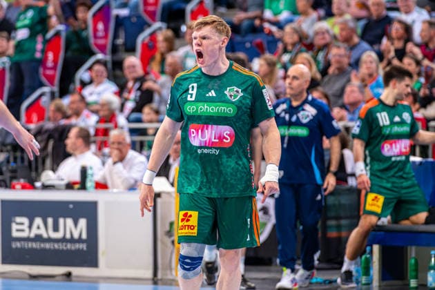Vilhelm Poulsen TSV Hannover Burgdorf, No. 9 v l , TSV Hannover Burgdorf green against SC DHfK Leipzig white on matchday 31 of the 2025 2026 season in the DAIKIN Handball Bundesliga 08 05 2026, ZAG Arena Hannover, GER , Copyright: xJanxGuentherx xTSVxHannover-Burgdorfx