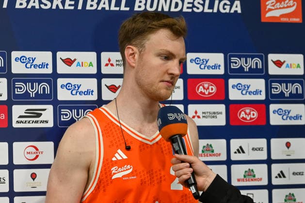 Lars Thiemann RASTA Vechta, 21 in an interview RASTA Vechta vs Rostock Seawolves, easyCredit Basketball Bundesliga, 33 Matchday, Season 2025 2026, 08 05 2026, RASTA Vechta vs Rostock Seawolves, easyCredit Basketball Bundesliga, 33 Matchday, Season 2025 2026, 08 05 2026 Vechta Copyright: xEibner-Pressefoto RobertxGertzenx EP_RGN