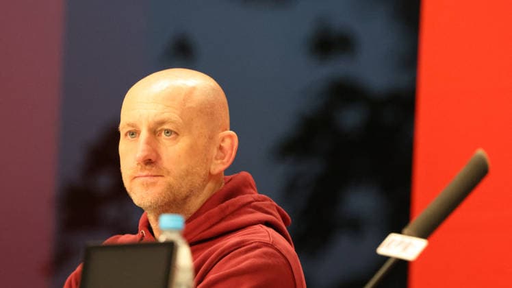 08 05 2026, xrekx, Fußball 2 Bundesliga, 1 FC Kaiserslautern Arminia Bielefeld v l Pressekonferenz Torsten Lieberknecht Trainer 1 FC Kaiserslautern DFL DFB REGULATIONS PROHIBIT ANY USE OF PHOTOGRAPHS as IMAGE SEQUENCES and or QUASI VIDEO Kaiserslautern