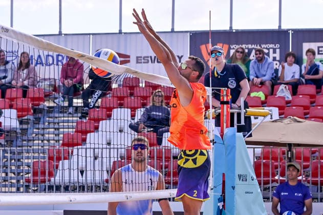 May 8, 2026, Madrid, Madrid, Spain: NATHAN MATOS of Spain during the men s preliminary round match (Pool C) between the German national team, Nationalteam and the Spanish national team, held at the Beach Pro Tour Futures Madrid 2026 at the Parque Deportivo Puerta de Hierro on May 8, 2026, in Madrid, Spain. Madrid Spain - ZUMAc312 20260508_zsp_c312_010 Copyright: xOscarxManuelxSanchezx