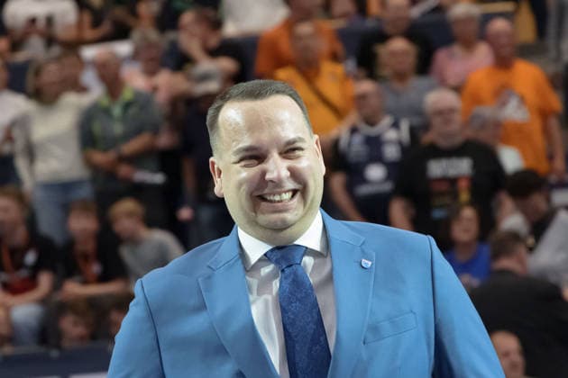 Martin Geissler MBC, Manager , Farewell, Acknowledgements, Syntainics MBC vs BMA365 Bamberg Baskets, Basketball, 1 Bundesliga, Men, 33 Matchday, Season 2025 26, 08 05 2026 Weißenfels Stadthalle Sachsen Anhalt Germany