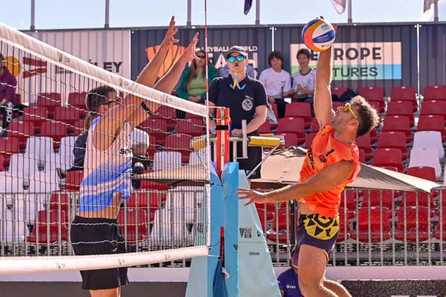 May 8, 2026, Madrid, Madrid, Spain: PABLO PEREZ SUAREZ of Spain during the men s preliminary round match (Pool C) between the German national team, Nationalteam and the Spanish national team, held at the Beach Pro Tour Futures Madrid 2026 at the Parque Deportivo Puerta de Hierro on May 8, 2026, in Madrid, Spain. Beach Pro Tour Futures Madrid 2026 (Men s) - 05.08.26 (Day Two)  - ZUMAc312 20260508_zsp_c312_057 Copyright: xOscarxManuelxSanchezx