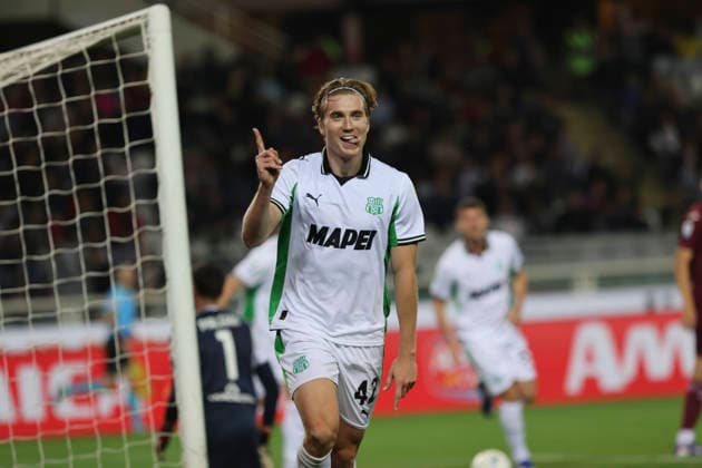 Torino s Sassuolo s Kristian Thorstved celebrates in action during the Serie A Enilive 2025 2026 soccer match between Torino and Sassuolo at the Grande Torino stadium in Torino, north Italy - Friday March 8 2026. - Soccer.  Copyright: xAntonioxSaia LaPressex