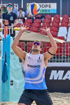 May 8, 2026, Madrid, Madrid, Spain: JANNIS HOPT of Germany during the men s preliminary round match (Pool C) between the German national team, Nationalteam and the Spanish national team, held at the Beach Pro Tour Futures Madrid 2026 at the Parque Deportivo Puerta de Hierro on May 8, 2026, in Madrid, Spain. Madrid Spain - ZUMAc312 20260508_zsp_c312_051 Copyright: xOscarxManuelxSanchezx