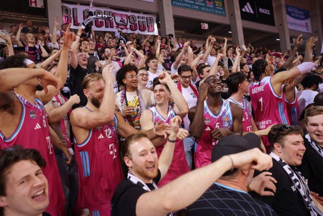 Telekom Baskets Bonn celebrate after victory against VET CONCEPT Gladiators Trier 33 Speiltag season 2025 26