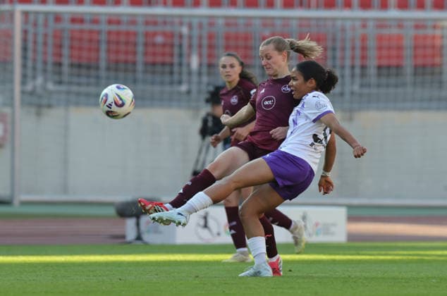 08 05 2026 Soccer Season 2025 2026 1 Womens Soccer Bundesliga 25 Matchday 1 FC Nürnberg FCN Club SGS Essen Sportfoto Zink DaMa xdaxmax Luisa Guttenberger 4, 1 FC Nürnberg FCN Ella Touon 32, SGS Essen