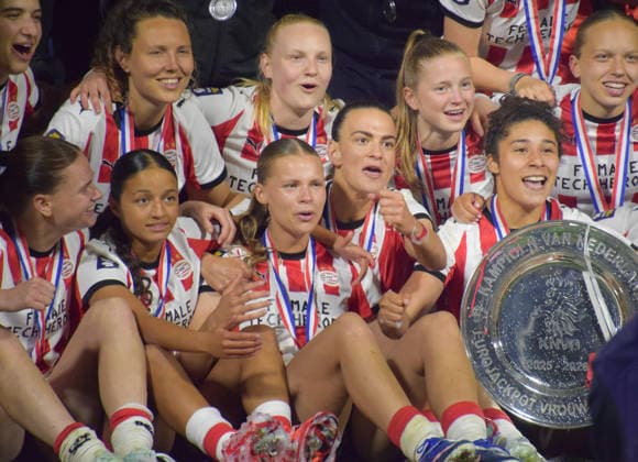 Eindhoven, Netherlands - May 08, PSV is champions of the Netherlands and receiving the trophee the game between PSV and ADO women at de Hertgang, Eindhoven Copyright: xArnexvanxderxBenx xSPPx Sportspressphoto_SPR142862