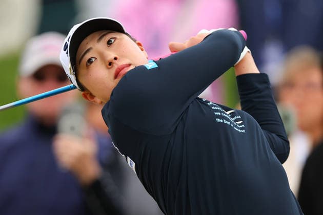 WEST CALDWELL, NJ - MAY 08: Rio Takeda of Japan tees off at the tenth tee during the second round of the Mizuho Americas Open on May 7, 2026 at Mountain Ridge Country Club in West Caldwell, New Jersey. (Photo by Rich Graessle Icon Sportswire) GOLF: MAY 08 LPGA, Golf Damen Mizuho Americas Open EDITORIAL USE ONLY Icon260508253012