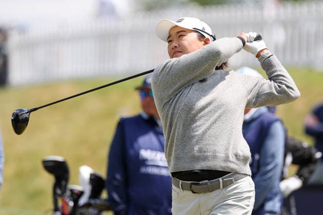 WEST CALDWELL, NJ - MAY 08: Ilhee Lee of South Korea tees off at the first tee during the second round of the Mizuho Americas Open on May 8, 2026 at Mountain Ridge Country Club in West Caldwell, New Jersey. (Photo by Andrew Mordzynski Icon Sportswire) GOLF: MAY 08 LPGA, Golf Damen Mizuho Americas Open EDITORIAL USE ONLY Icon2605087733352