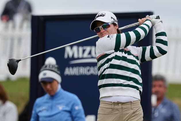 WEST CALDWELL, NJ - MAY 08: Leona Maguire of Ireland tees off at the first tee during the second round of the Mizuho Americas Open on May 8, 2026 at Mountain Ridge Country Club in West Caldwell, New Jersey. (Photo by Andrew Mordzynski Icon Sportswire) GOLF: MAY 08 LPGA, Golf Damen Mizuho Americas Open EDITORIAL USE ONLY Icon2605087733394