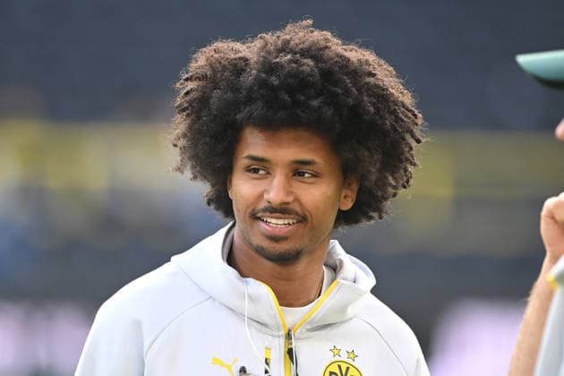 Karim-David ADEYEMI (DO) Portraet, Portrait, Porträt, Einzelbild, angeschnittenes Einzelmotiv, Fussball 1. Bundesliga, 33.Spieltag, matchday33, Spieltag33, Borussia Dortmund (DO) - Eintracht Frankfurt (F) 3-2 am 08.04.2026 in Dortmund Deutschland. DFL regulations prohibit any use of photographs as image sequences and or quasi-video Â *** Karim David ADEYEMI DO Portraet, Portrait, Porträt, Einzelbild, angeschnittenes Einzelmotiv, Fussball 1 Bundesliga, 33 Spieltag, matchday33, Spieltag33, Borussia Dortmund DO Eintracht Frankfurt F 3 2 am 08 04 2026 in Dortmund Germany DFL regulations prohibit any use of photographs as image sequences and or quasi video Â