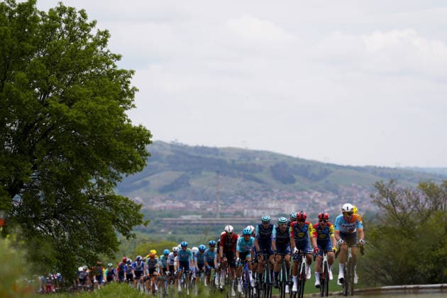 The pack rides cycles during Stage 2 of the Giro d™Italia, from Burgas to Veliko Tarnovo, Bulgaria, Saturday, May 9, 2026.  Copyright: xFabioxFerrari LaPressex