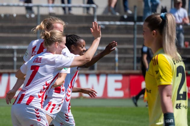 Germany Soccer Google Pixel Women Bundesliga 2025 2026 1 FC Köln vs Hamburger SV 25 Matchday Franz Kremer Stadium Cologne Goal and goal celebration to 1 0 by Lydia Andrade 1 FC Köln, 17 Joy, emotions, jubilation, enthusiasm, happy, celebrate Copyright: xOrhanxHabashx
