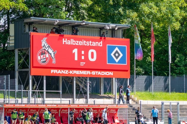 Germany Soccer Google Pixel Women Bundesliga 2025 2026 1 FC Köln vs Hamburger SV 25 Matchday Franz Kremer Stadion Köln Symbol photo, Half-time score 1 0 Copyright: xOrhanxHabashx