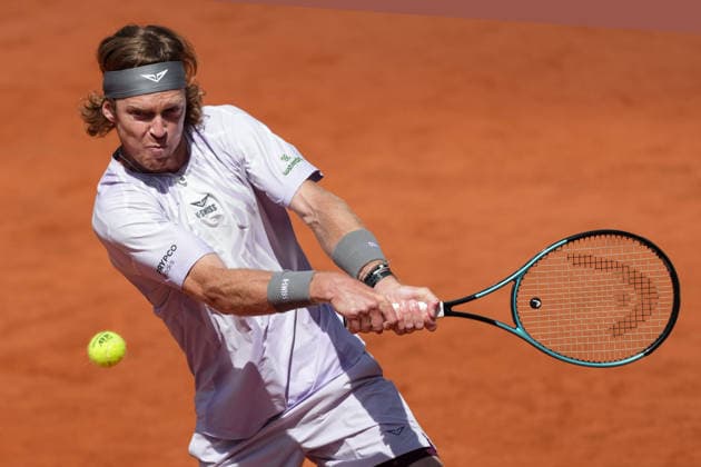 Andrey Rublev of Russia during the match against Tomas Machac of Czech Republic at the Internazionali BNL d Italia 2026 tennis tournament at Foro Italico in Rome (Italy) on May, 9, 2026. AntoniettaxBaldassarre